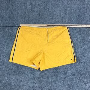 Nautica Swim Trunks Mens Size L Yellow Nylon Mesh Lined Drawstring Beach Shorts
